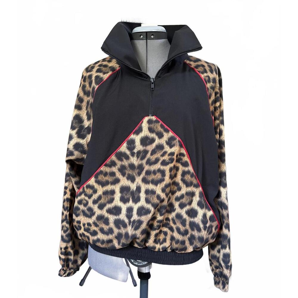 Leopard Print Athleisure Quarter-Zip Pullover | Bold & Sporty